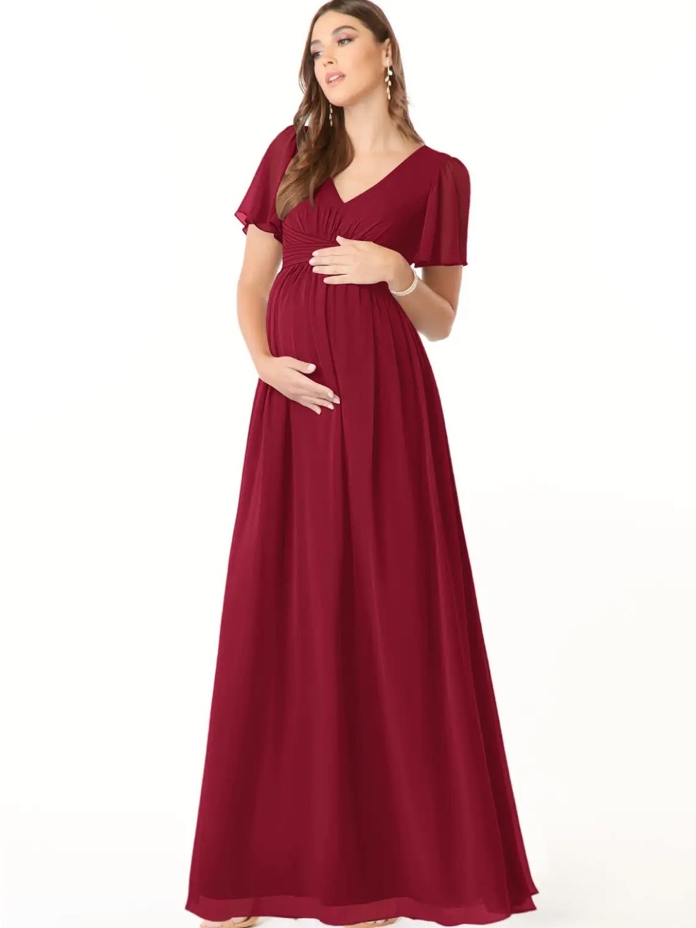 Azazie Burgundy Maternity Maxi Dress